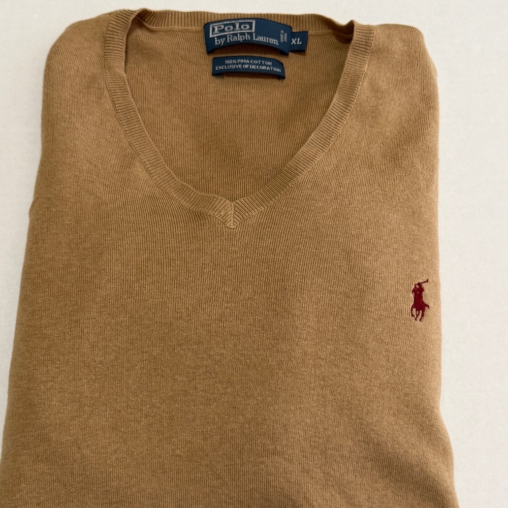 Polo Ralph Lauren V-Neck Cotton Sweater size XL - Picture 1 of 9